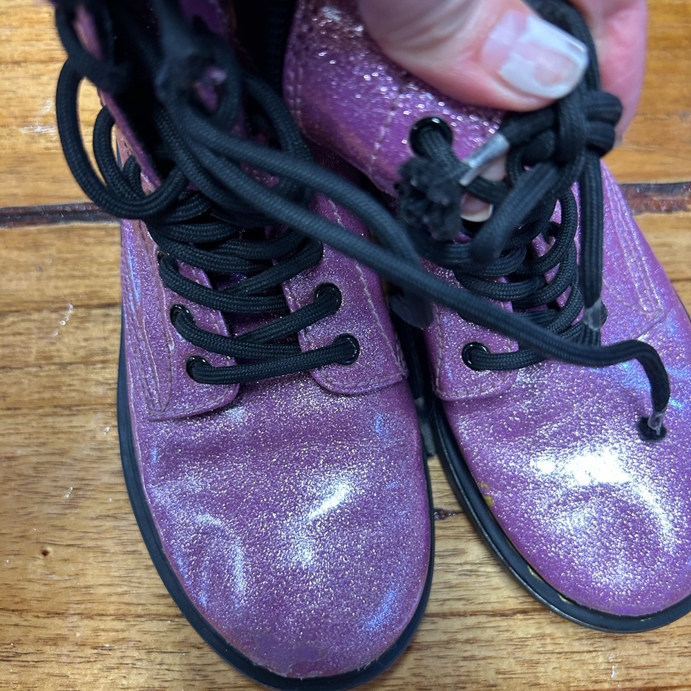 Dr. Martens Kids Sparkle Purple Lace-Up Boots - Picture 8 of 10